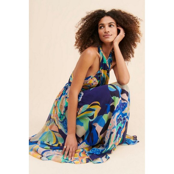 💙 NEW Anthropologie Alexandra Farmer Printed Maxi Dress 1X - Picture 12 of 12